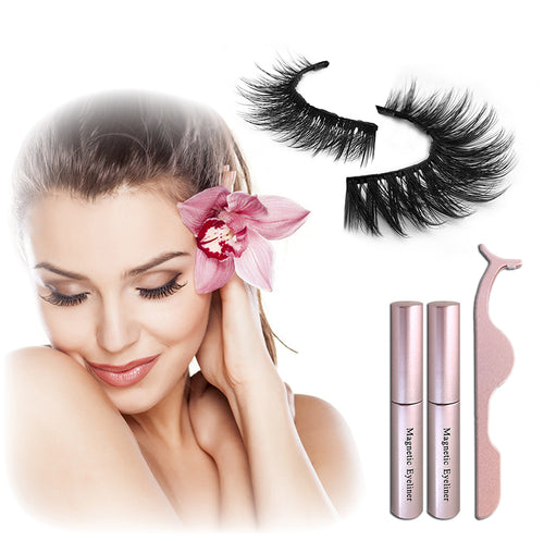 Magnetic False Eyelashes Lashes With Magnetic Liquid Eyeliner 5 pairs
