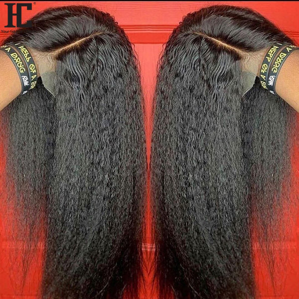 Malaysian Kinky Straight Lace Part Wig 180% Pre Plucked 13x1 Human Hair Lace Wigs Remy 8-28 Inch Remy Lace Wig