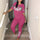 Casual 2 Piece Sets Women's Suit Tracksuits Set Pink Letter Print Plus Size Sweatsuit 3XL Top And Skinny Pants 2pcs Outfits