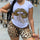 Two Piece Set for Women Short Sleeve Top Leopard Outfits Matching Sets