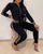 Stylish Greek Fret Print Coat & Pant Zip Sets Joggers Female Sets Two-Pieces